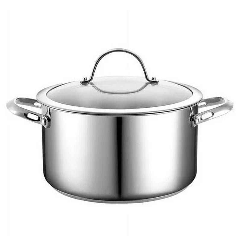 Cooks Standard Dutch Oven Casserole with Glass Lid, 6-Quart Classic Stainless Steel Stockpot, Silver - Image 1